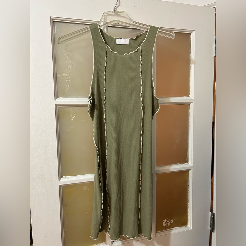 Isalis Emily Lettuce Hem Dress in Sage